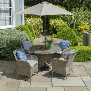 Monaco Sand 4 Seat Dining Set with 2.5m Parasol