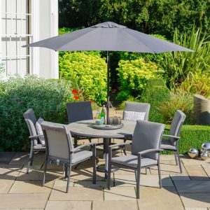 6 seater dining set with lazy suzan and 3m parasol