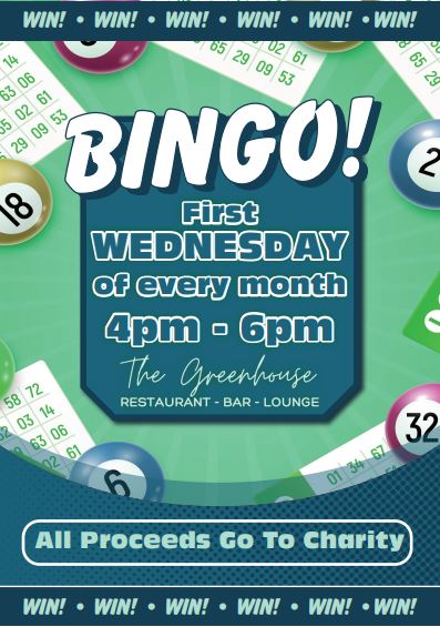 You are currently viewing Bingo every first Wednesday of the month in the Greenhouse restaurant. Eyes down at 4pm